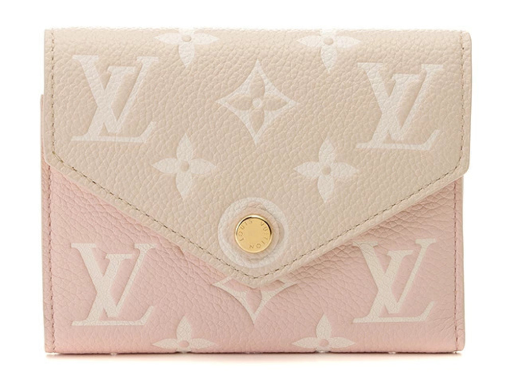 LOUIS VUITTON Portefeuille Victorine Monogram Empreinte Rose Pink Beige Cream